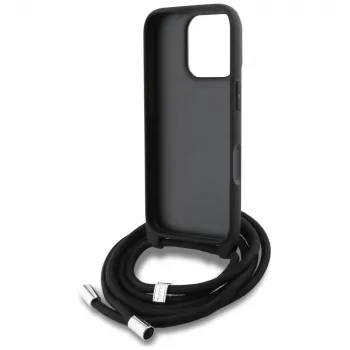 Karl Lagerfeld Crossbody GrainedPattern & Logo pouzdro na telefon pro Apple iPhone 16 Pro Max, černé