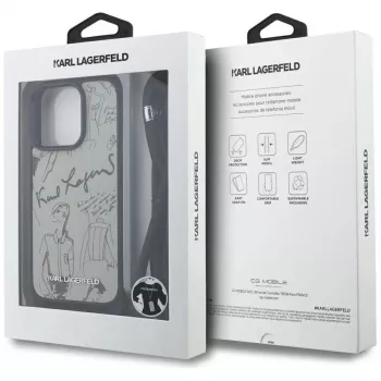 Karl Lagerfeld Crossbody pouzdro s vroubkovaným vzorem & logem pro iPhone 16 Pro Max, šedé