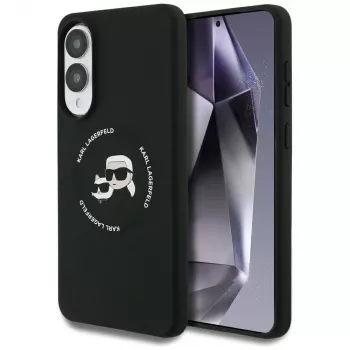 Pouzdro KARL LAGERFELD Silicone Double Heads and Circle MagSafe pro Samsung Galaxy S25 Edge, černé