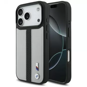 BMW M Perforated Stripe Logo MagSafe Case for Apple iPhone 17 Pro, Grey