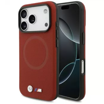 BMW M Series Metal Logo MagSafe zadní kryt pro Apple iPhone 17 Pro, červený