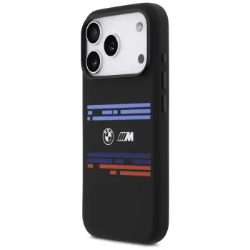 BMW M Silicon Horizontal Line MagSafe Case for Apple iPhone 17 Pro, Black