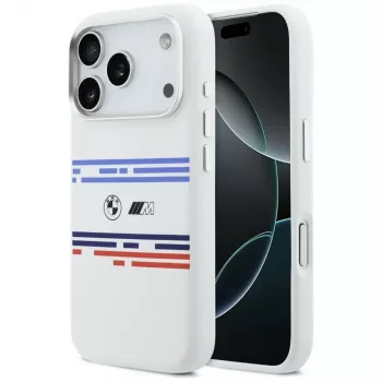 BMW M Silicon Horizontal Line MagSafe pouzdro pro iPhone 17 Pro, bílé