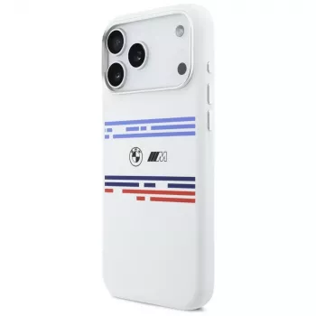 BMW M Silicon Horizontal Line MagSafe Case for iPhone 17 Pro Max White