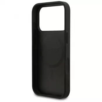 Guess Grained Ring MagSafe pouzdro pro iPhone 17 Pro (černé)