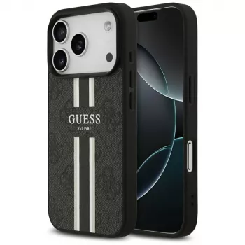 Guess 4G Printed Stripes MagSafe pouzdro pro iPhone 17 Pro (černé)