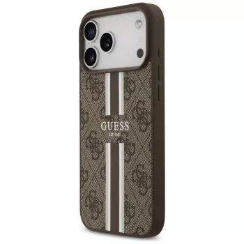 Guess 4G Printed Stripes MagSafe pouzdro pro iPhone 17 Pro Max (hnědé)