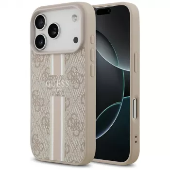 Guess 4G Printed Stripes MagSafe pouzdro pro iPhone 17 Pro (růžové)