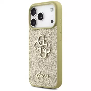 Guess Fixed Glitter Big 4G zadní kryt pro Apple iPhone 17 Pro, zlatý