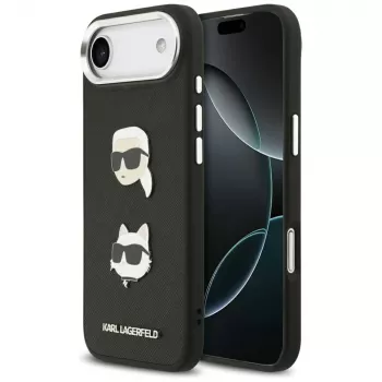KARL LAGERFELD FW Grained Karl & Choupette Heads Pins & Logo pouzdro pro iPhone Air, černé