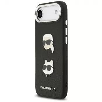 KARL LAGERFELD FW Grained Karl & Choupette Heads Pins & Logo pouzdro pro iPhone Air, černé