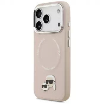 Pouzdro MagSafe Karl Lagerfeld Karl & Choupette Pins pro iPhone 17 Pro, růžové