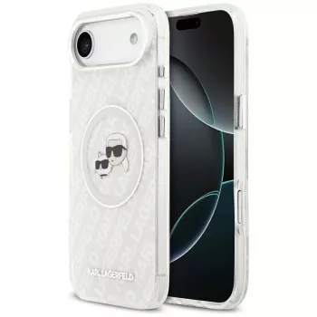 Pouzdro MagSafe Karl Lagerfeld IML Glitter Karl & Choupette Heads Logo pro Apple iPhone Air, šedé