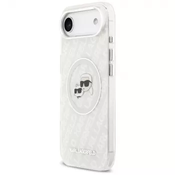 Pouzdro MagSafe Karl Lagerfeld IML Glitter Karl & Choupette Heads Logo pro Apple iPhone Air, šedé