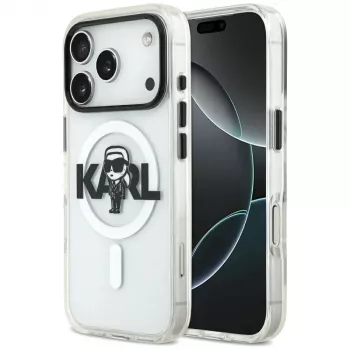 KARL LAGERFELD IML Karl Sketch Logo MagSafe pouzdro pro iPhone 17 Pro, průhledné