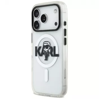 KARL LAGERFELD IML Karl Sketch Logo MagSafe pouzdro pro iPhone 17 Pro, průhledné