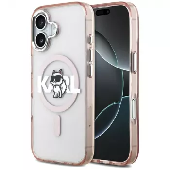 Karl Lagerfeld IML Choupette Sketch Logo MagSafe pouzdro pro iPhone 17, růžové