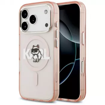 Karl Lagerfeld IML Choupette Sketch Logo MagSafe pouzdro pro iPhone 17 Pro – růžové