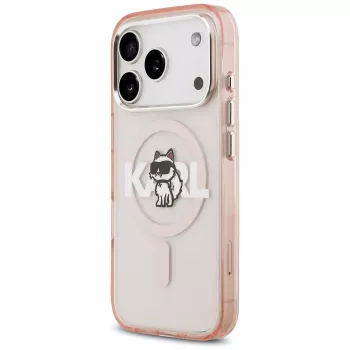 Karl Lagerfeld IML Choupette Sketch Logo MagSafe pouzdro pro iPhone 17 Pro – růžové
