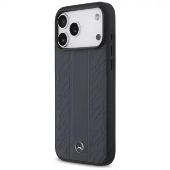 Pouzdro MagSafe Mercedes Leather Laurel Leaves Stripes pro iPhone 17 Pro Max, modré