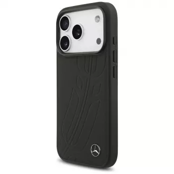 Pouzdro MagSafe Mercedes Leather Large Laurel Leave pro iPhone 17 Pro, černé