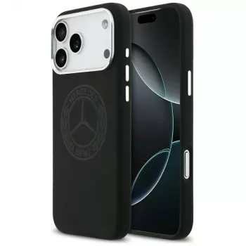 Mercedes Silicone Vintage Logo MagSafe pouzdro pro iPhone 17 Pro Max, černé