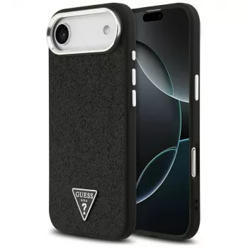 Guess Glitter Triangle Logo MagSafe pouzdro pro iPhone Air, černé