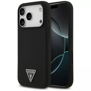 Guess Silicone Triangle Logo MagSafe pouzdro pro iPhone 17 Pro, černé