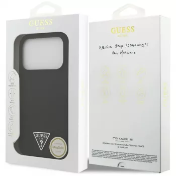 Guess Silicone Triangle Logo MagSafe pouzdro pro iPhone 17 Pro Max (černé)