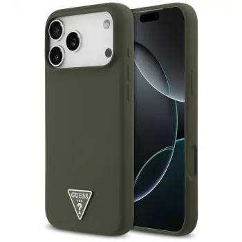 Guess Silicone Triangle Logo MagSafe pouzdro pro iPhone 17 Pro Max (khaki)
