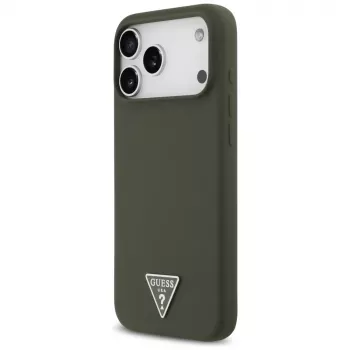 Guess Silicone Triangle Logo MagSafe pouzdro pro iPhone 17 Pro Max (khaki)
