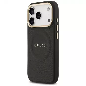 Guess Peony Hot Stamp MagSafe pouzdro pro Apple iPhone 17 Pro, černé