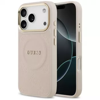 Guess Peony Hot Stamp MagSafe pouzdro pro iPhone 17 Pro, růžové