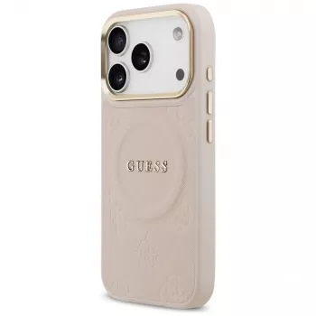 Guess Peony Hot Stamp MagSafe pouzdro pro iPhone 17 Pro, růžové