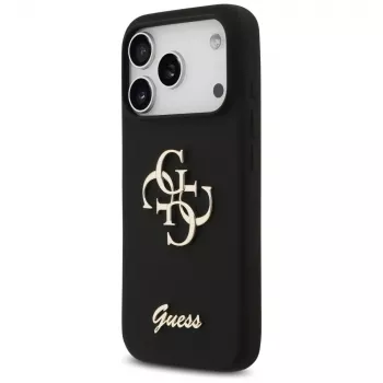 Guess Silicone Big 4G Script pouzdro pro iPhone 17 Pro černé