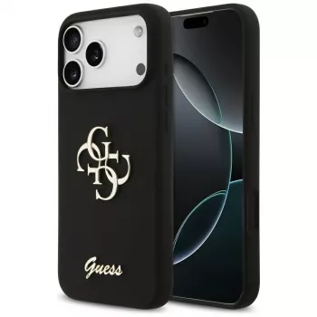 Guess Silicone Big 4G Script pouzdro pro iPhone 17 Pro Max, černé