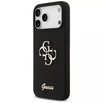 Guess Silicone Big 4G Script pouzdro pro iPhone 17 Pro Max, černé