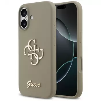 Guess Silicone Big 4G Script pouzdro na telefon pro iPhone 17 – hnědé