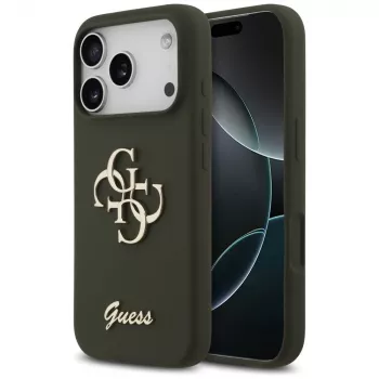 Guess Silicone Big 4G Script pouzdro pro iPhone 17 Pro – khaki