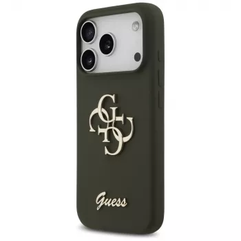 Guess Silicone Big 4G Script pouzdro pro iPhone 17 Pro – khaki