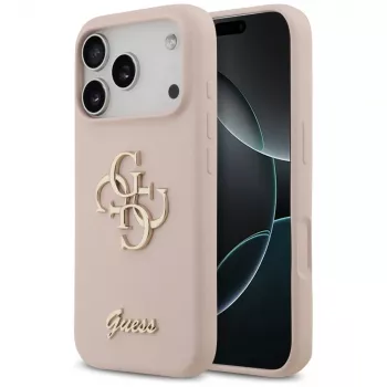 Guess Silicone Big 4G Script zadní kryt pro Apple iPhone 17 Pro – růžový