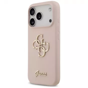 Guess Silicone Big 4G Script zadní kryt pro Apple iPhone 17 Pro – růžový