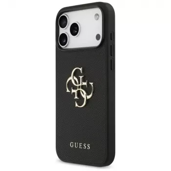 Guess Grained Big 4G & Classic Logo zadní kryt pro iPhone 17 Pro Max, černý