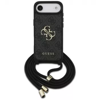 Guess 4G Big Logo Cord Stap Crossbody pouzdro pro iPhone Air, černé