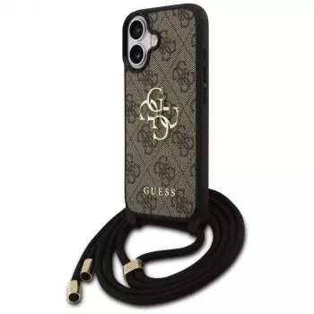 Guess 4G Big Logo Cord Stap Crossbody pouzdro pro iPhone 17, hnědé