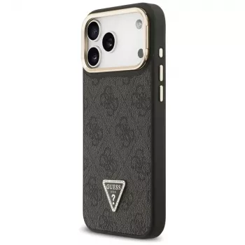 Pouzdro MagSafe Guess 4G PU Triangle Logo & Stand Camera pro iPhone 17 Pro Max, černé