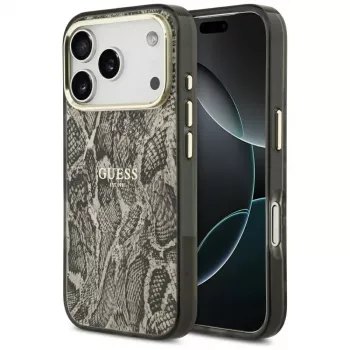 Guess Python Pattern MagSafe pouzdro pro iPhone 17 Pro, hnědé