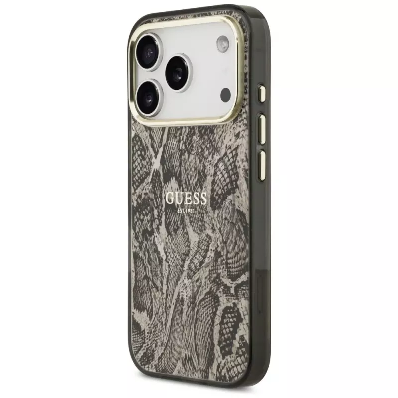 Guess Python Pattern MagSafe pouzdro pro iPhone 17 Pro, hnědé