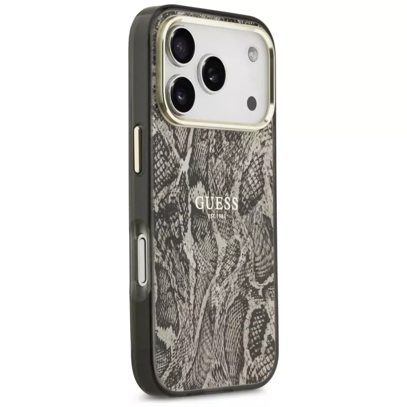 Guess Python Pattern MagSafe pouzdro pro iPhone 17 Pro, hnědé