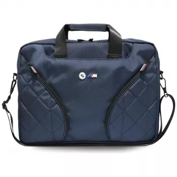 BMW Nylon Laptop Messenger taška s kovovým logem, tmavě modrá, 16 inch